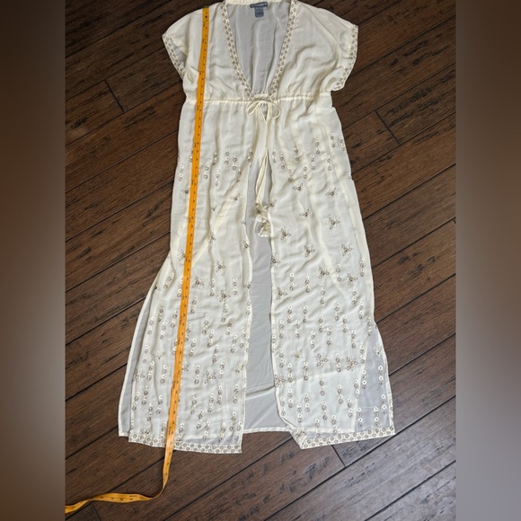 Elegant Cream Embellished Swim Cover Up - Picture 7 of 7